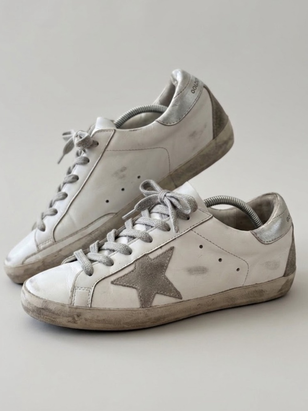 Golden Goose Super-Star White Leather Sneakers Size 37 Made in Italy Luxury Fall